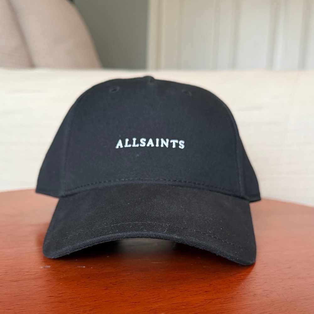ALLSAINTS Black Baseball Cap with White Logo